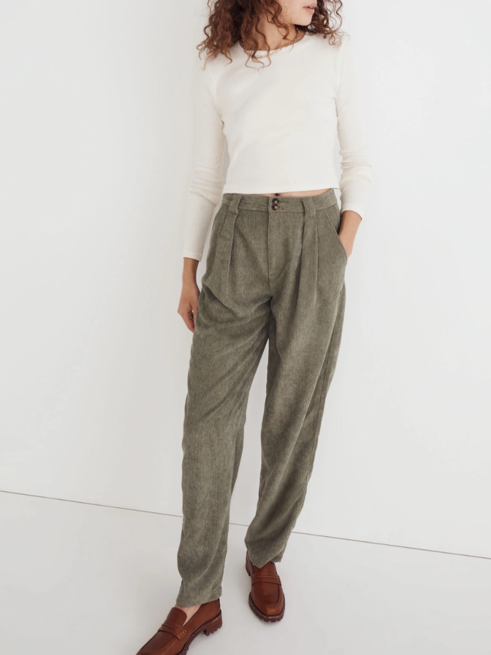 Madewell Ribbed Olive Long Sleeve Top